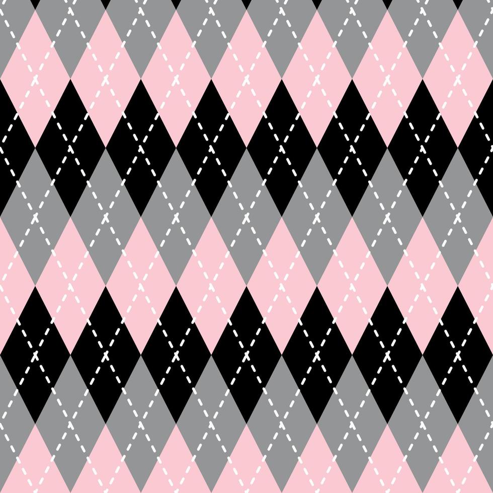 Geometric argyle pattern in grey pink and black for gift wrapping paper, sweater and textiles. vector