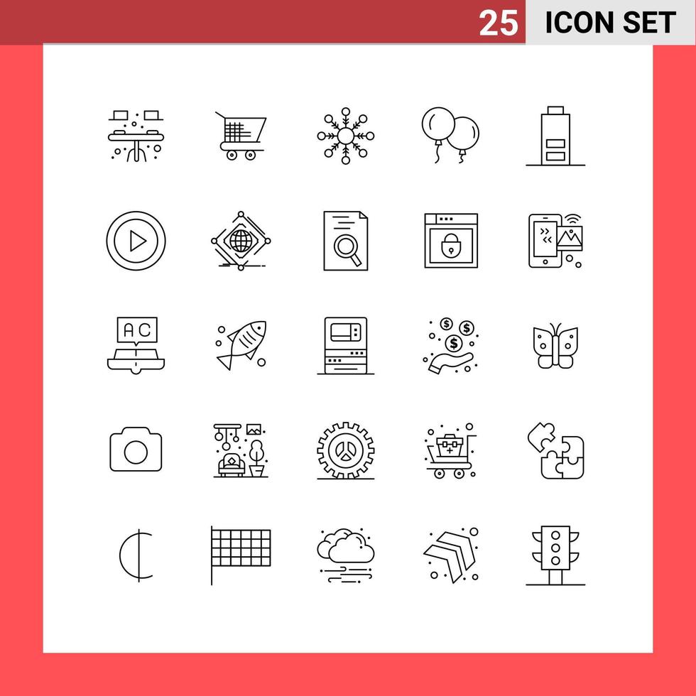 Universal Icon Symbols Group of 25 Modern Lines of creative multimedia snow half spring Editable Vector Design Elements