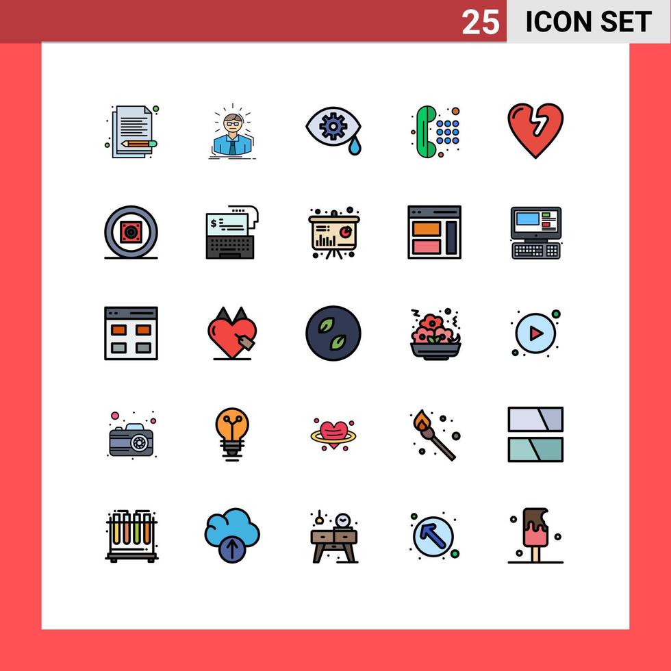 25 iconos creativos signos y símbolos modernos de ataque al corazón teléfono persona teléfono láser elementos de diseño vectorial editables vector