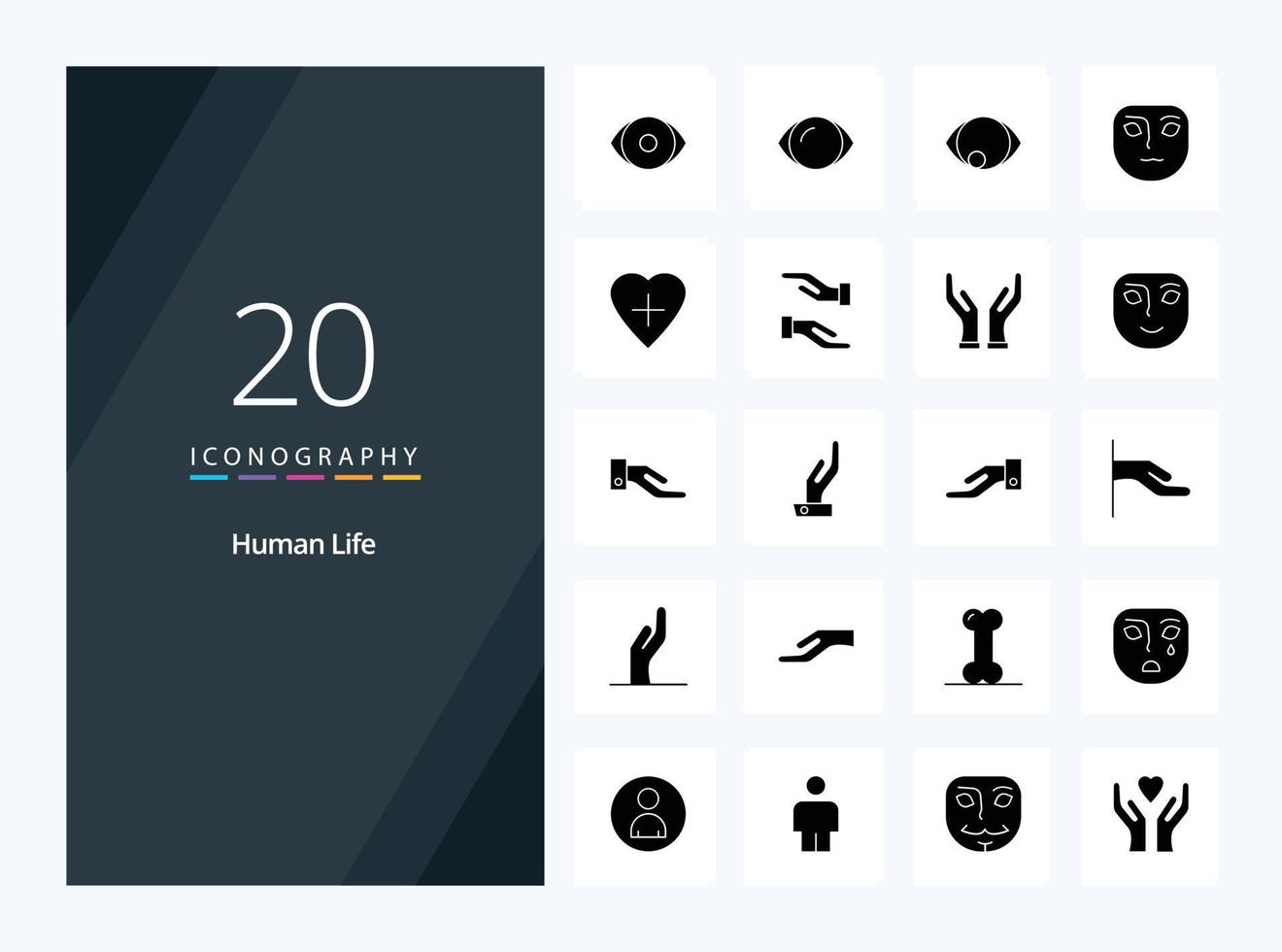 20 Human Solid Glyph icon for presentation vector