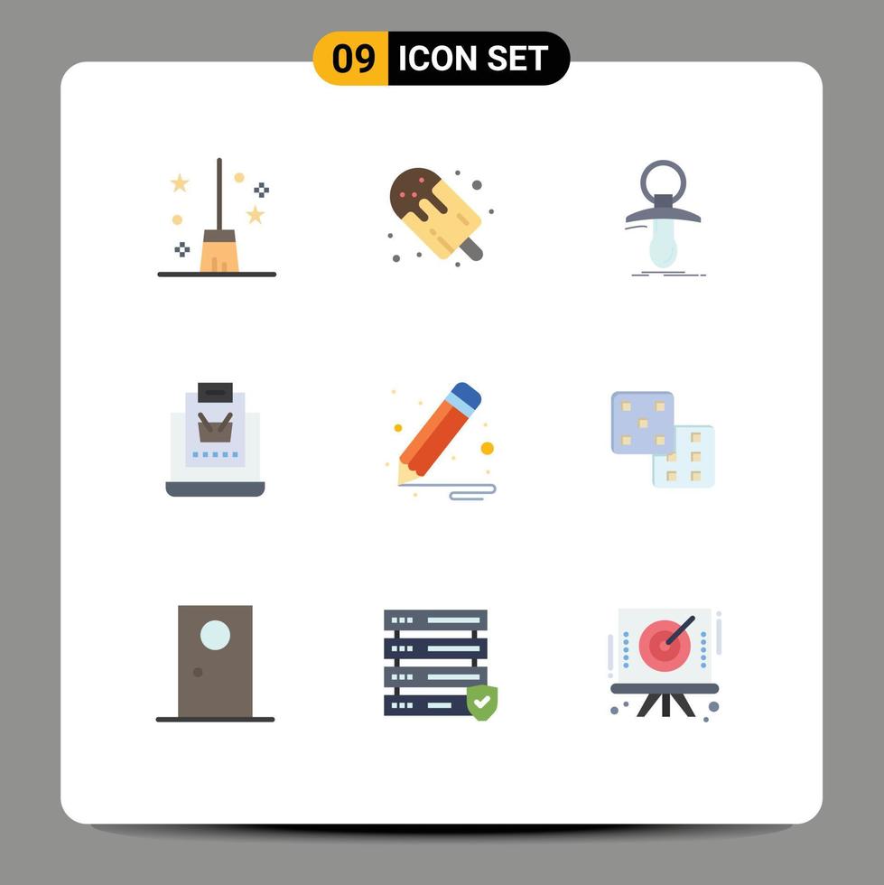 9 Universal Flat Color Signs Symbols of shop internet sweets buy nipple Editable Vector Design Elements