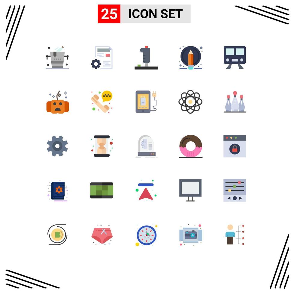 25 Universal Flat Color Signs Symbols of maps pen edit edit joystick Editable Vector Design Elements