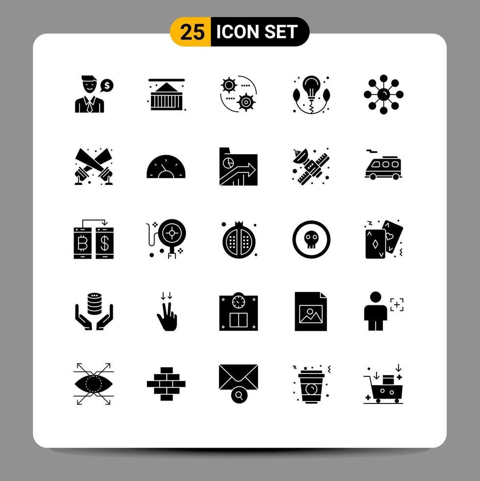 Modern Set of 25 Solid Glyphs and symbols such as skin care dry skin control power energy Editable Vector Design Elements