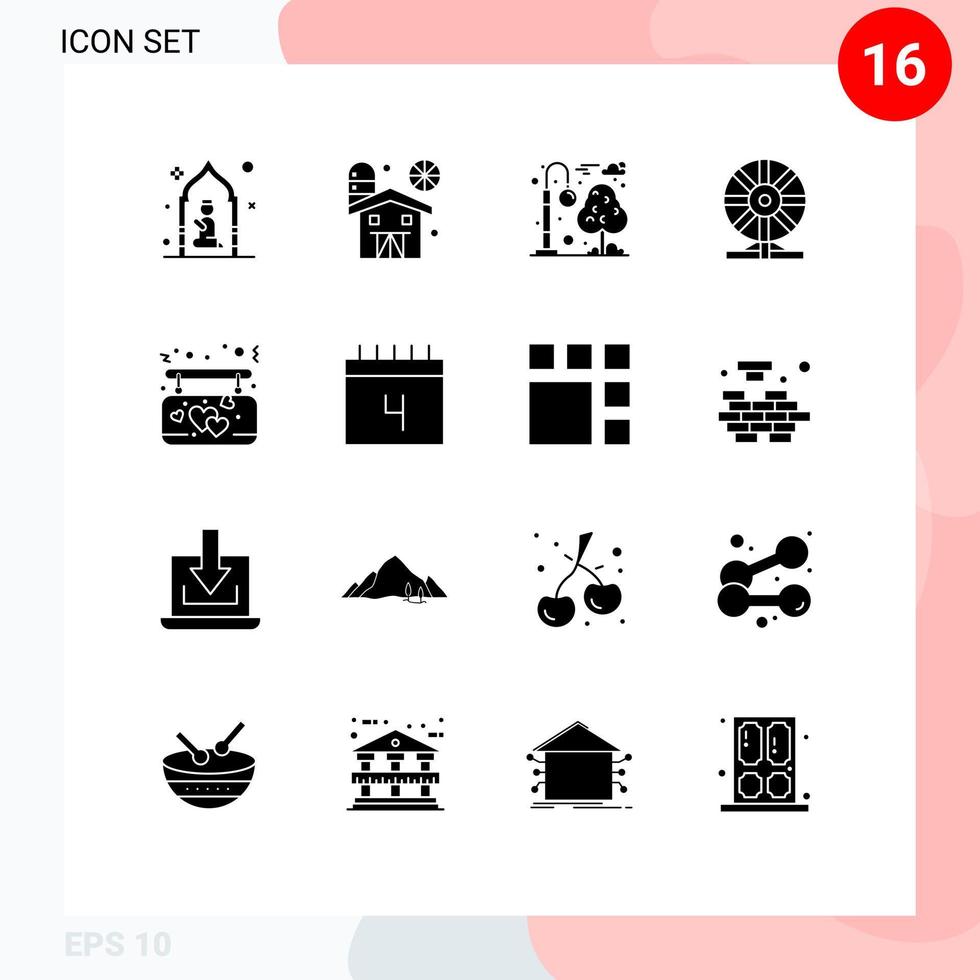 16 Solid Glyph concept for Websites Mobile and Apps motion chemistry farming biology recreation Editable Vector Design Elements