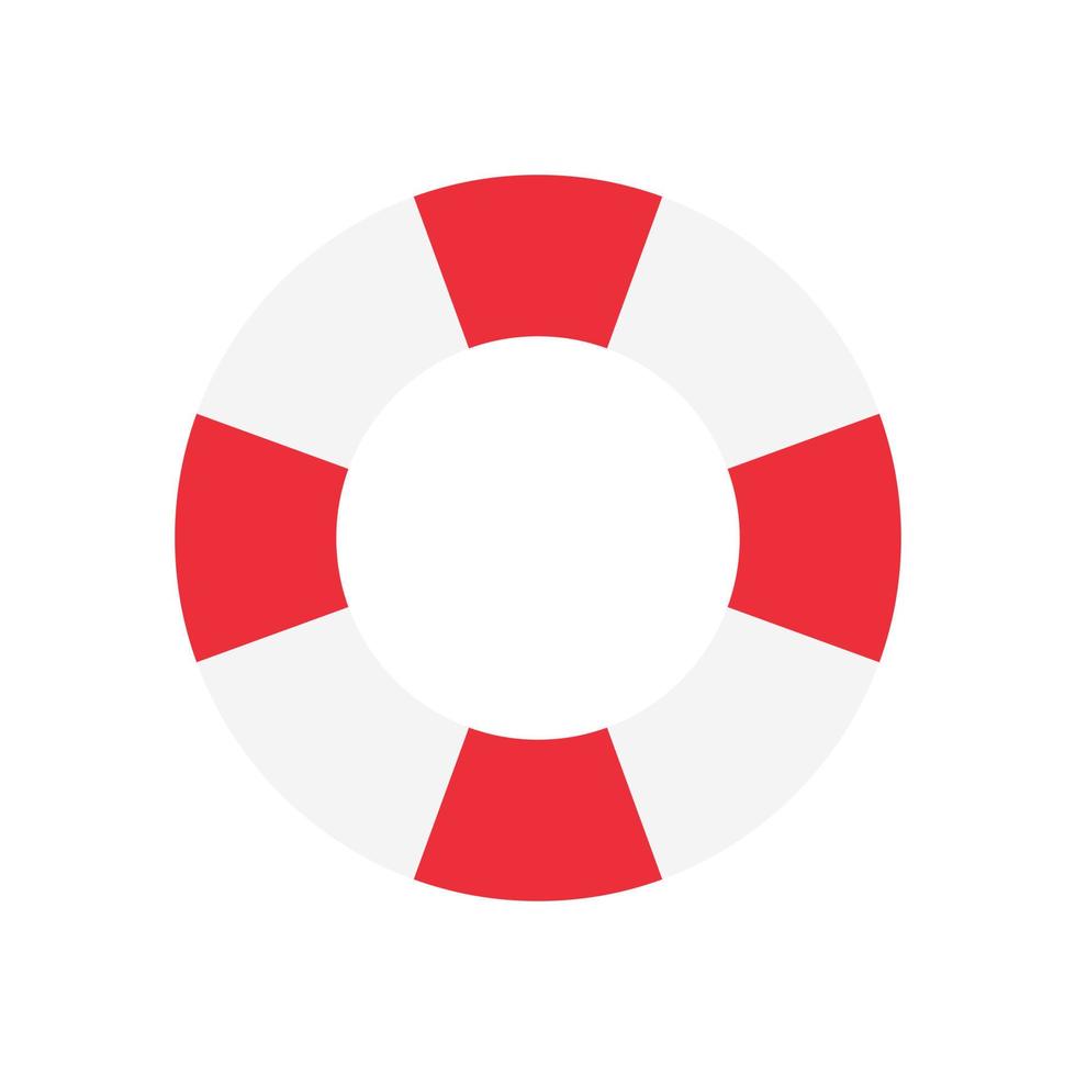 Red and white swim ring, swimming ring, life buoy icon in flat style design isolated on white background. vector