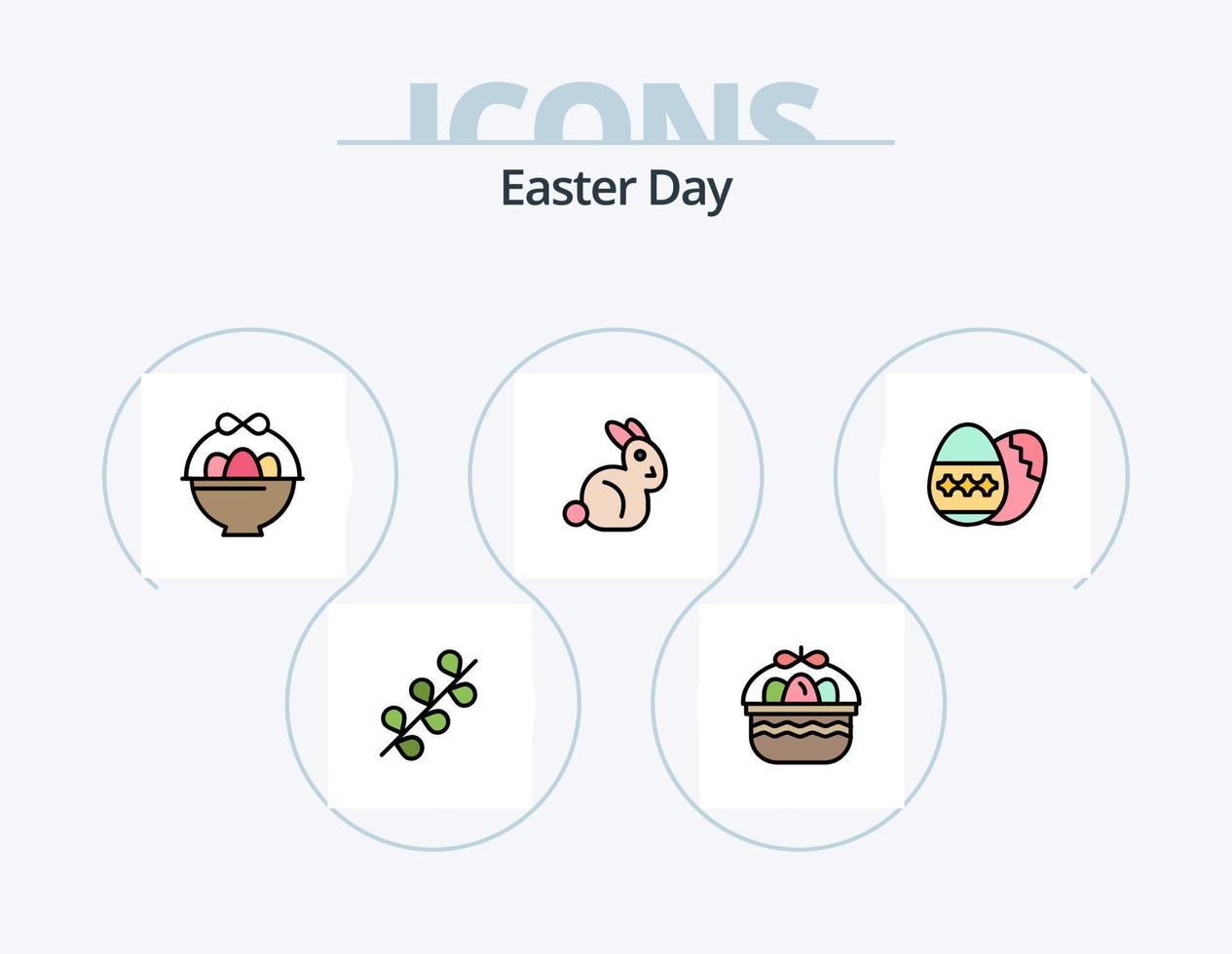 Easter Line Filled Icon Pack 5 Icon Design. bynny. baby. decoration. easter. egg vector