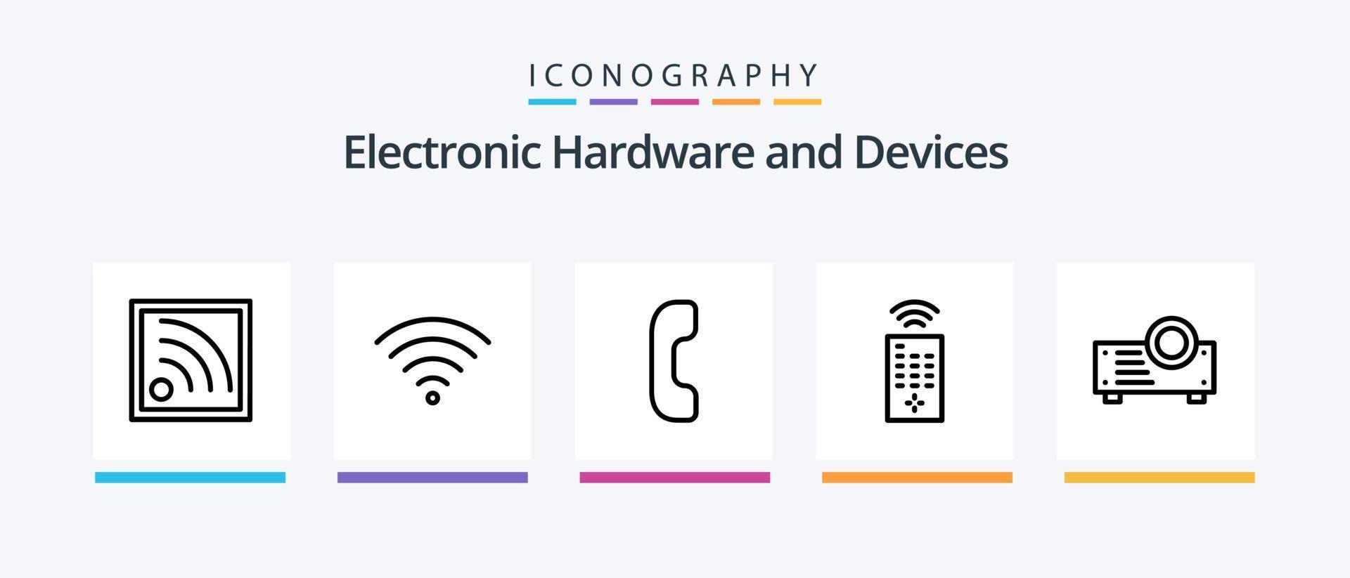 paquete de iconos de la línea 5 de dispositivos que incluye . teléfono. Noticias. diseño de iconos creativos vector