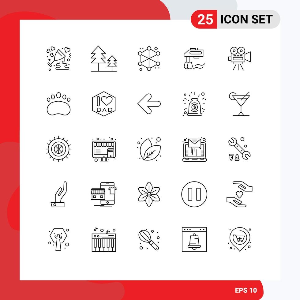 Universal Icon Symbols Group of 25 Modern Lines of movi blender analytics manual mixer Editable Vector Design Elements