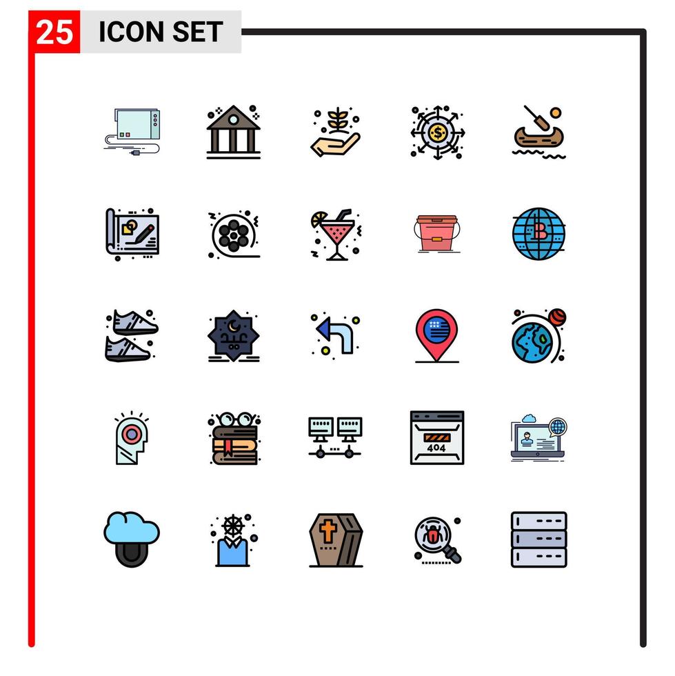25 User Interface Filled line Flat Color Pack of modern Signs and Symbols of payments finance agriculture dividends nature Editable Vector Design Elements