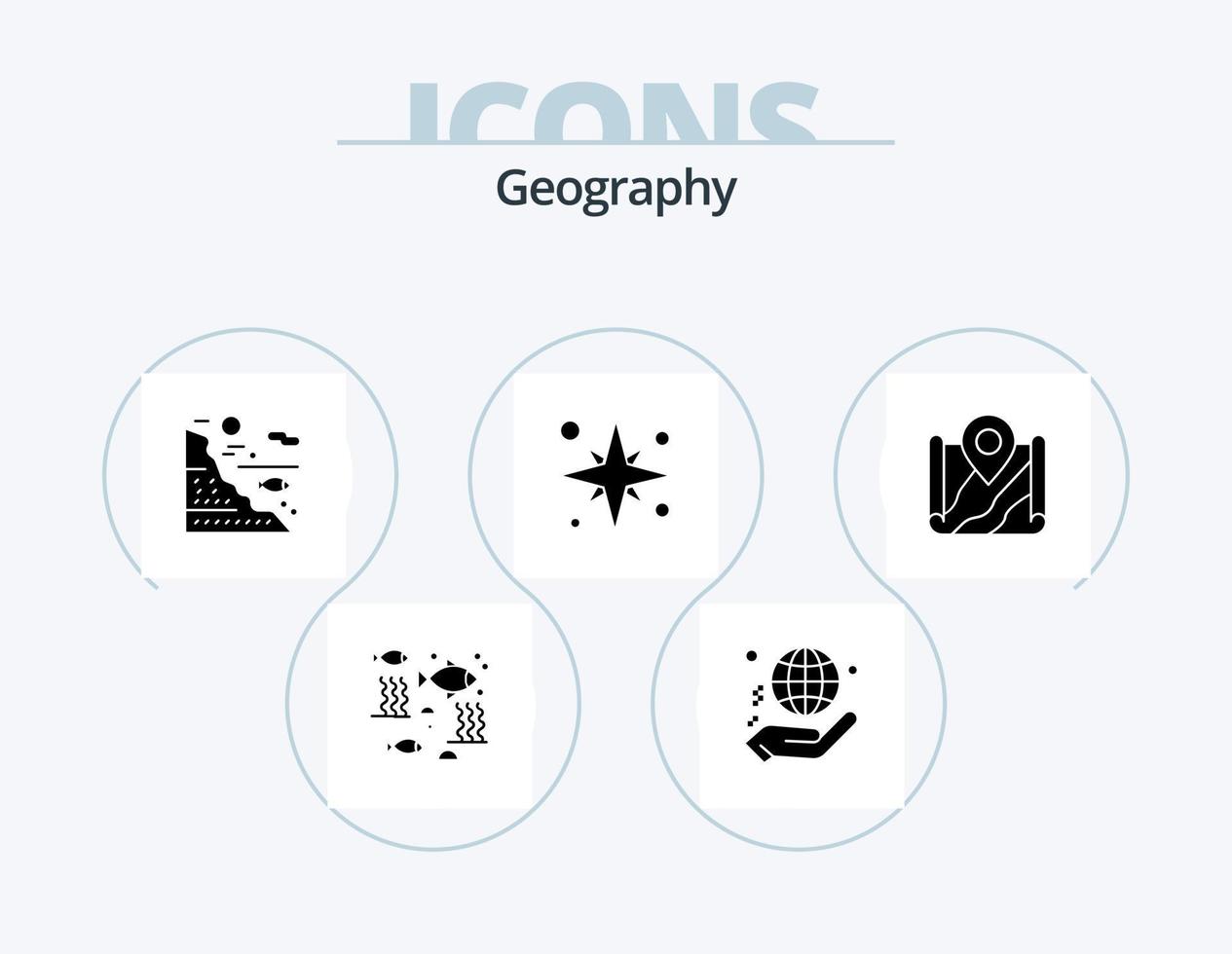 Geo Graphy Glyph Icon Pack 5 Icon Design. sea. holiday. world. fishing. fish vector