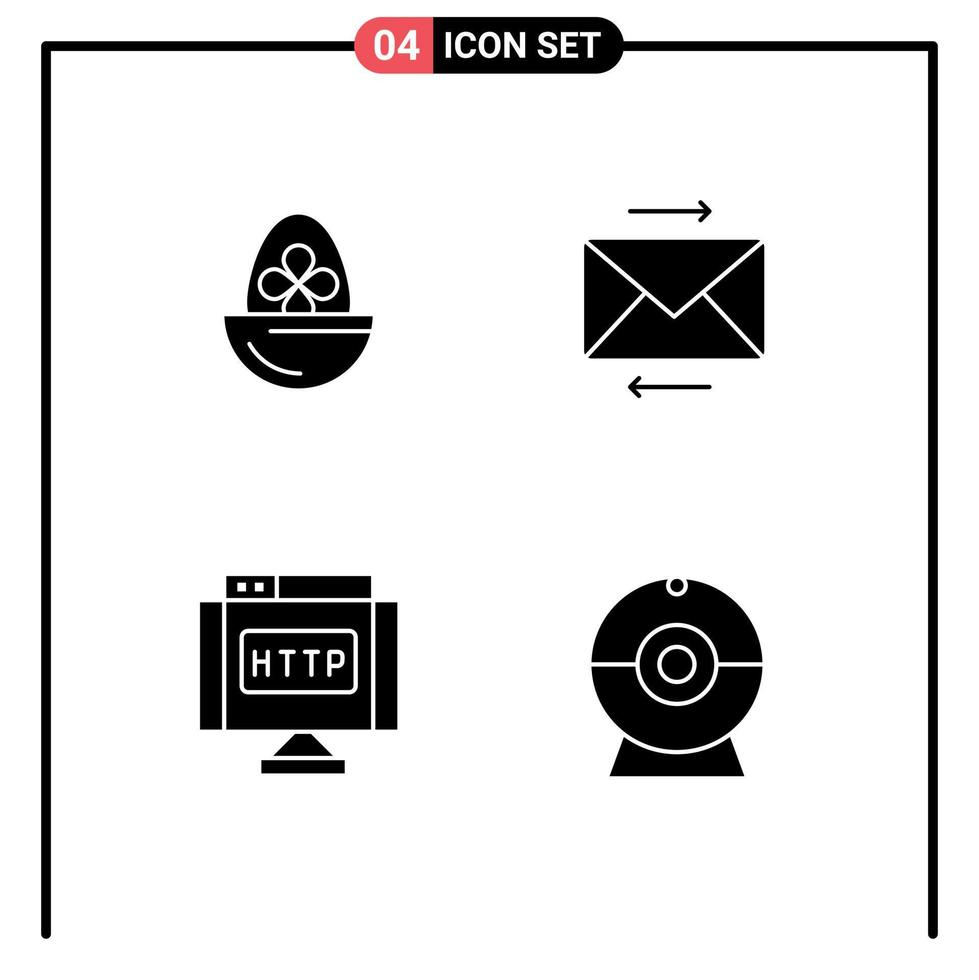 Modern Set of 4 Solid Glyphs and symbols such as boiled http egg share link Editable Vector Design Elements