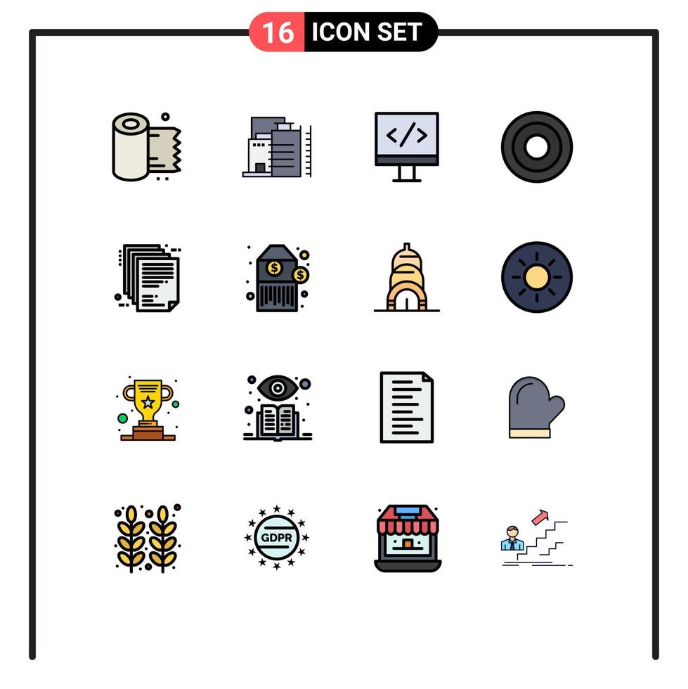 16 User Interface Flat Color Filled Line Pack of modern Signs and Symbols of enterprise architecture deliverable computer user interface Editable Creative Vector Design Elements