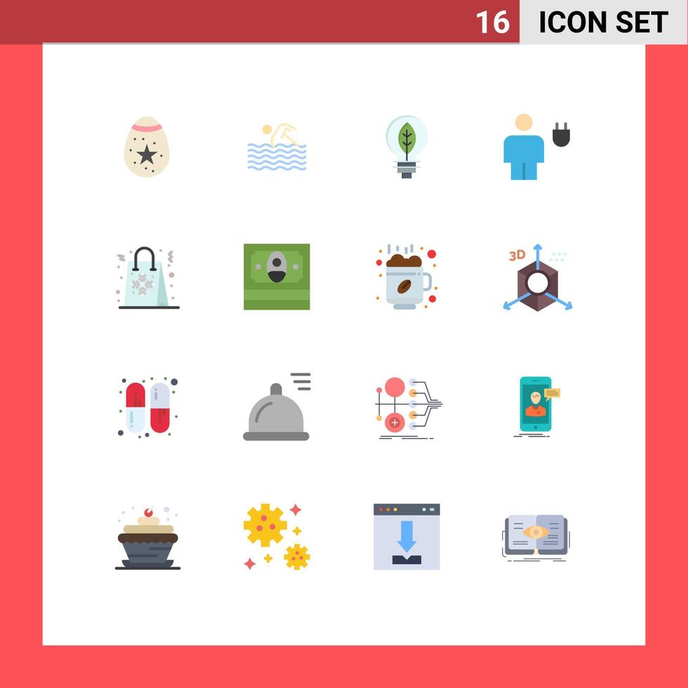 Universal Icon Symbols Group of 16 Modern Flat Colors of power energy water body bulb Editable Pack of Creative Vector Design Elements