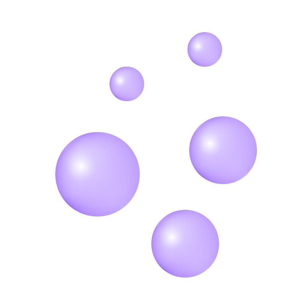 3d rendered lilac soap bubbles to show products. Elements on white background. Vector