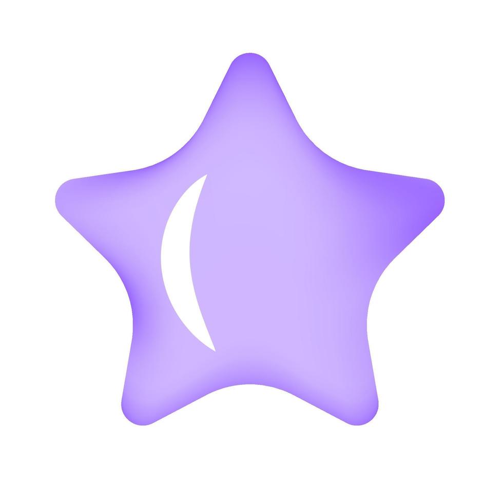 Three-dimensional inflated lilac star.  Balloon for children's parties. Elements on white background. Vector