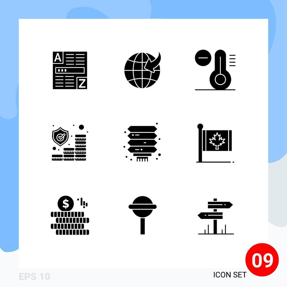 9 Universal Solid Glyph Signs Symbols of new year chinese decrease china money Editable Vector Design Elements