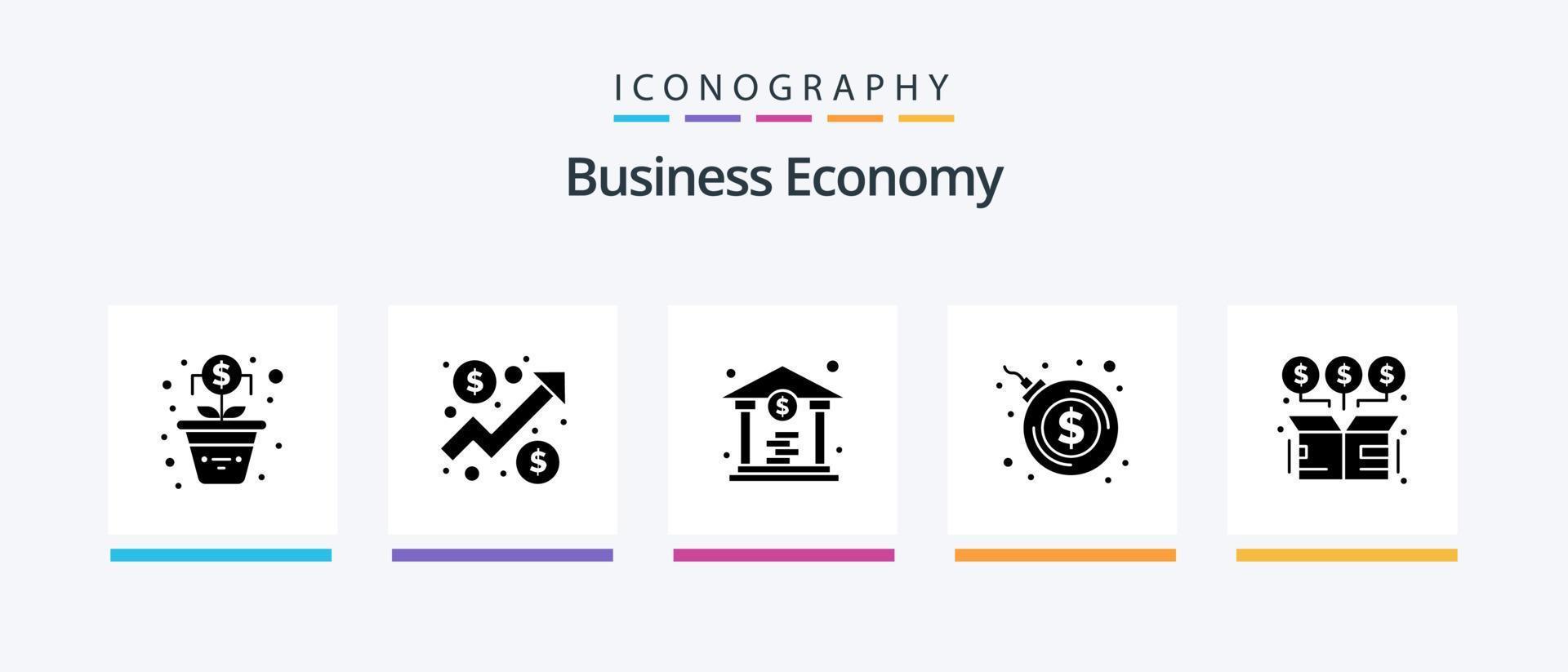 Economy Glyph 5 Icon Pack Including online. exchange. coin. buy. dollar. Creative Icons Design vector