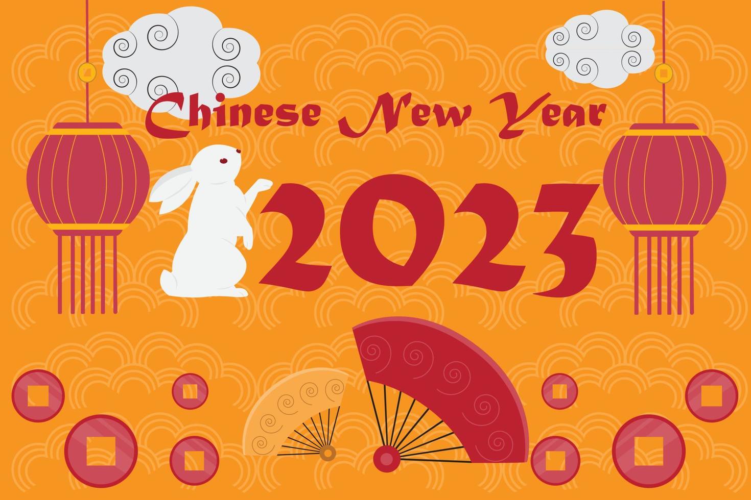 rabbit year chinese new year greeting vector background 17241690 Vector