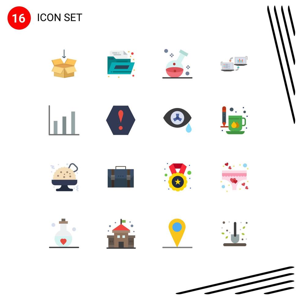 Modern Set of 16 Flat Colors Pictograph of information connection healthcare competers exchange Editable Pack of Creative Vector Design Elements