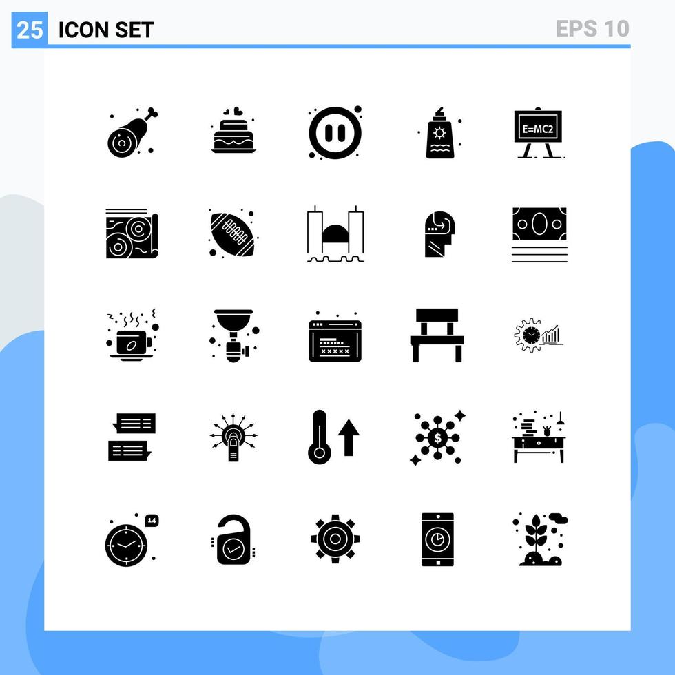 25 User Interface Solid Glyph Pack of modern Signs and Symbols of valentines day park wedding fountain video Editable Vector Design Elements