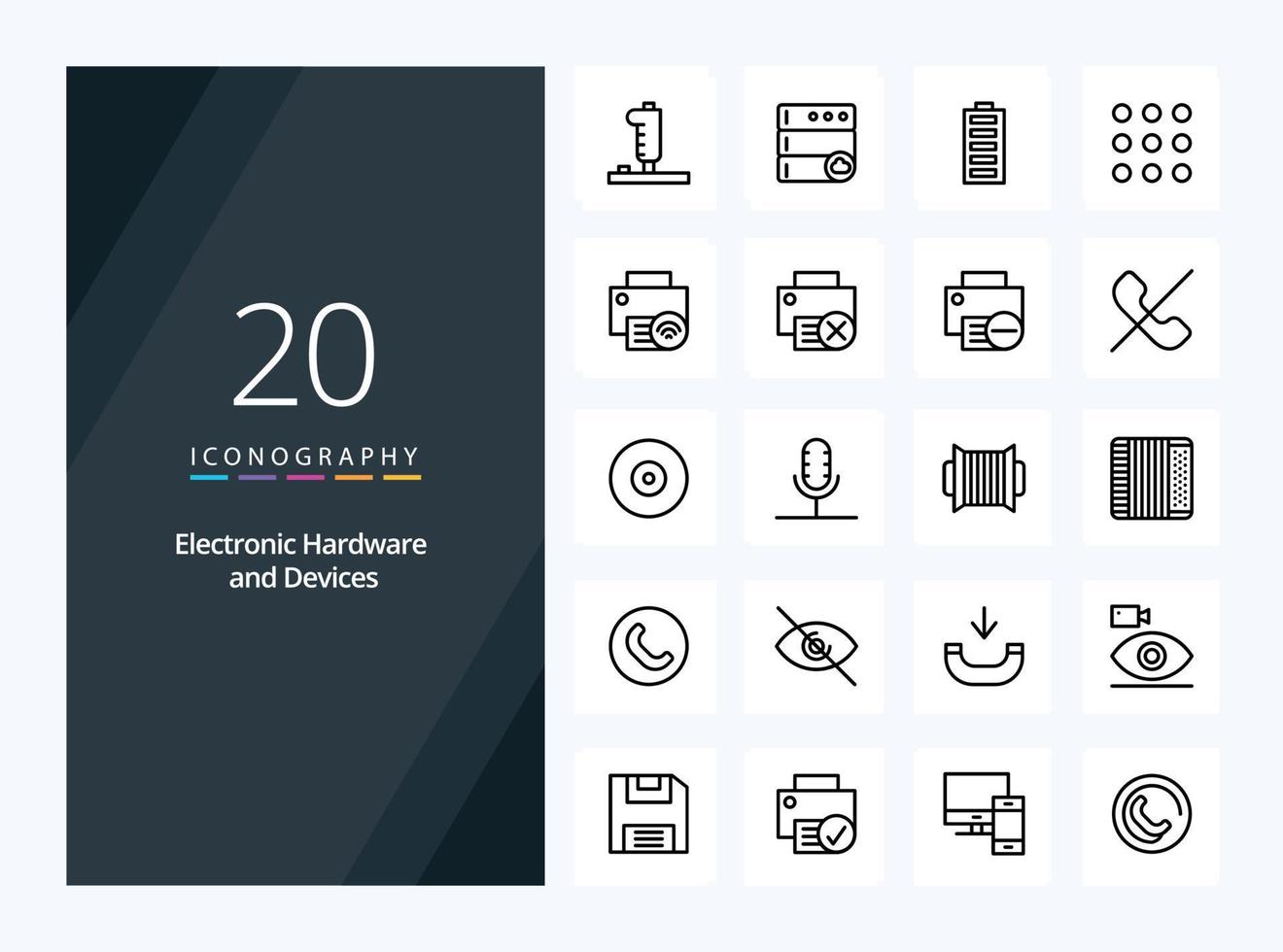 20 Devices Outline icon for presentation vector