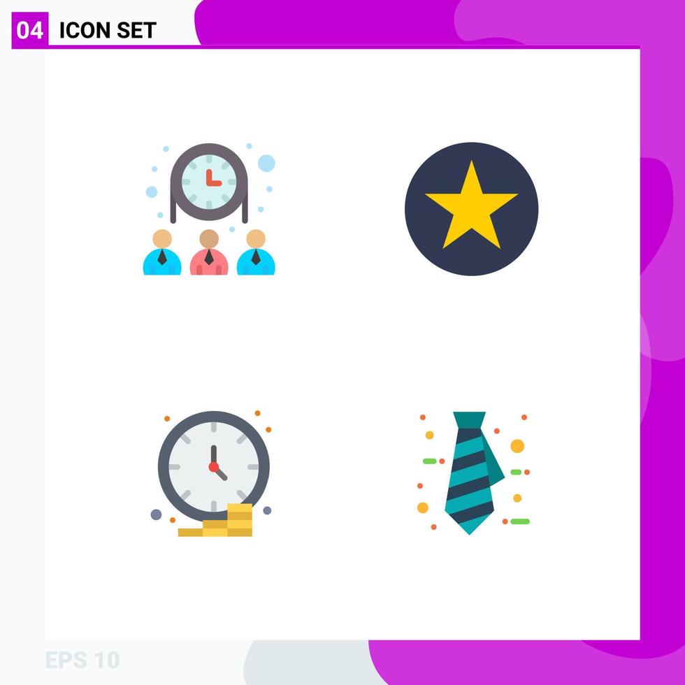 4 paquete de iconos planos de interfaz de usuario de signos y símbolos modernos de elementos de diseño de vector editables en dólares de decoración de red de negocios de grupo