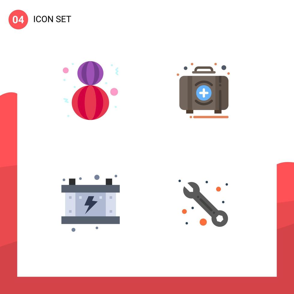 4 Thematic Vector Flat Icons and Editable Symbols of eight march electricity woman first power Editable Vector Design Elements