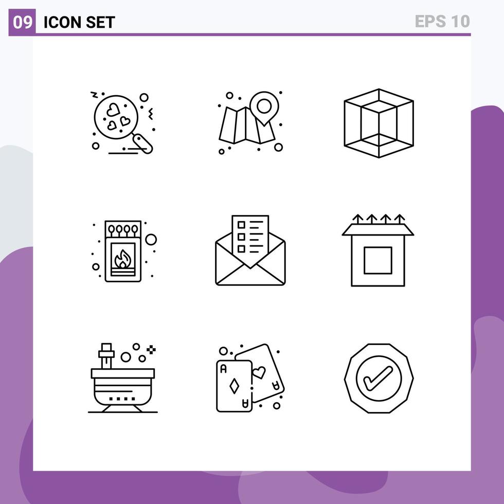 Pictogram Set of 9 Simple Outlines of install chat tool mail stick Editable Vector Design Elements