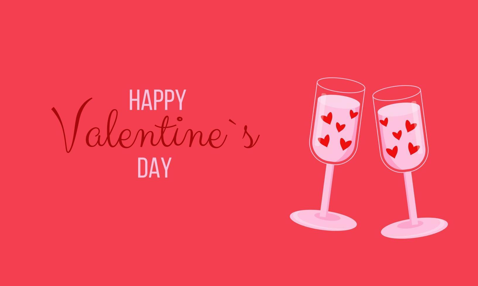 Valentines day background with shampagne glasses . Vector illustration. Wallpaper, flyers, invitation, posters brochure banners