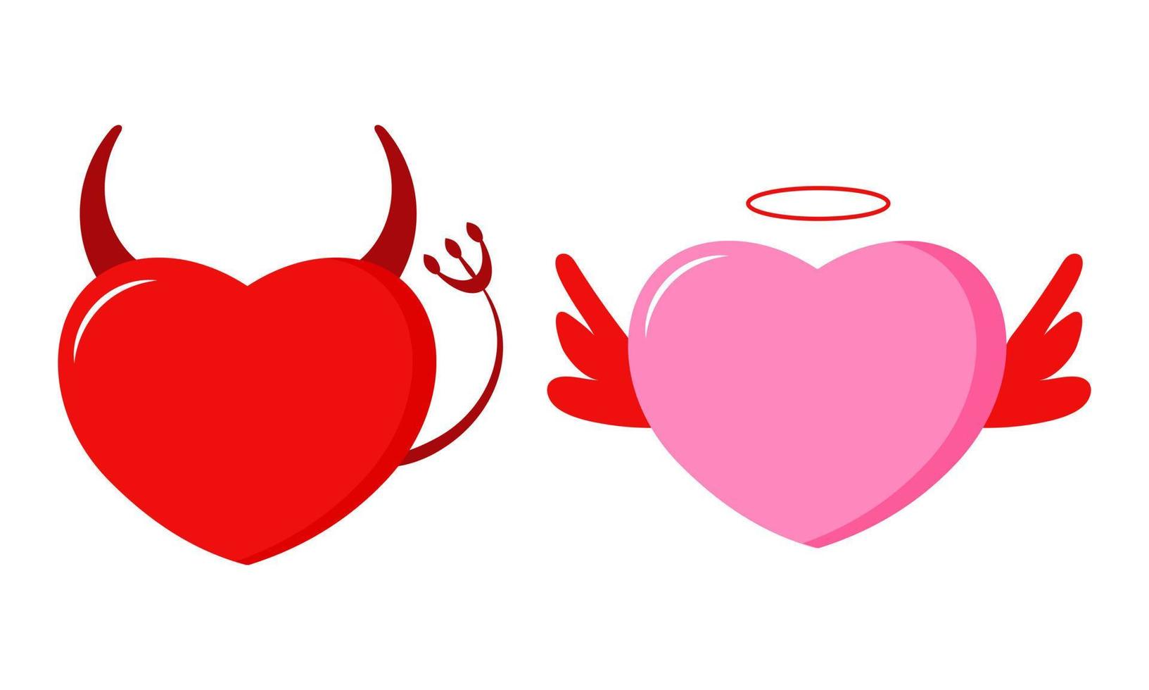 corazones de ángel y demonio isoleted sobre fondo blanco. vector. vector