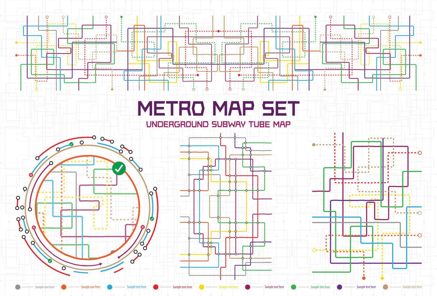 Transparent retro map tube subway scheme. City transportation complex grid. Underground map. DLR and crossrail map design template. Live strokes included. vector