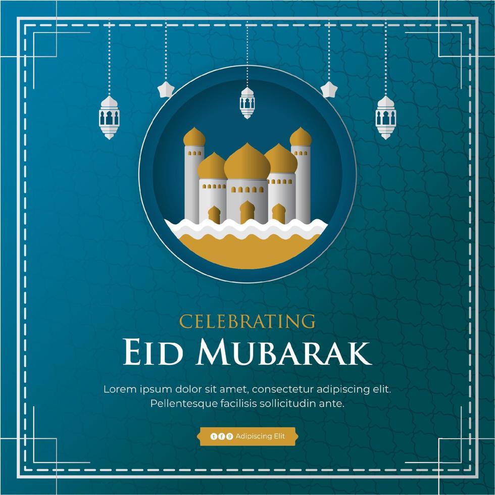 Islamic eid celebration social media post template vector