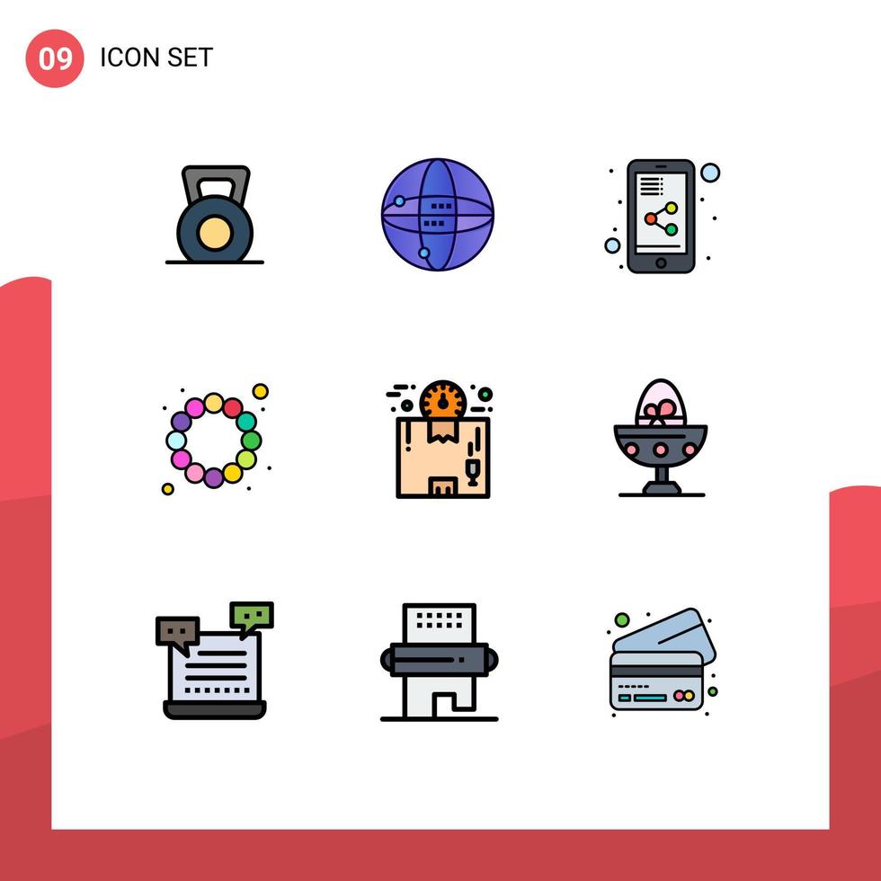 9 Filledline Flat Color concept for Websites Mobile and Apps package delivery share box carnival Editable Vector Design Elements