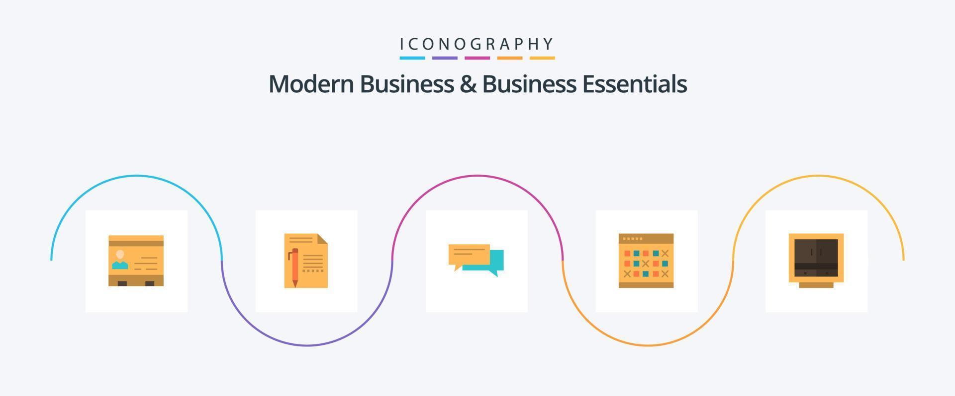 Modern Business And Business Essentials Flat 5 Icon Pack Including conversation. bubbles. edit. bubble. write vector