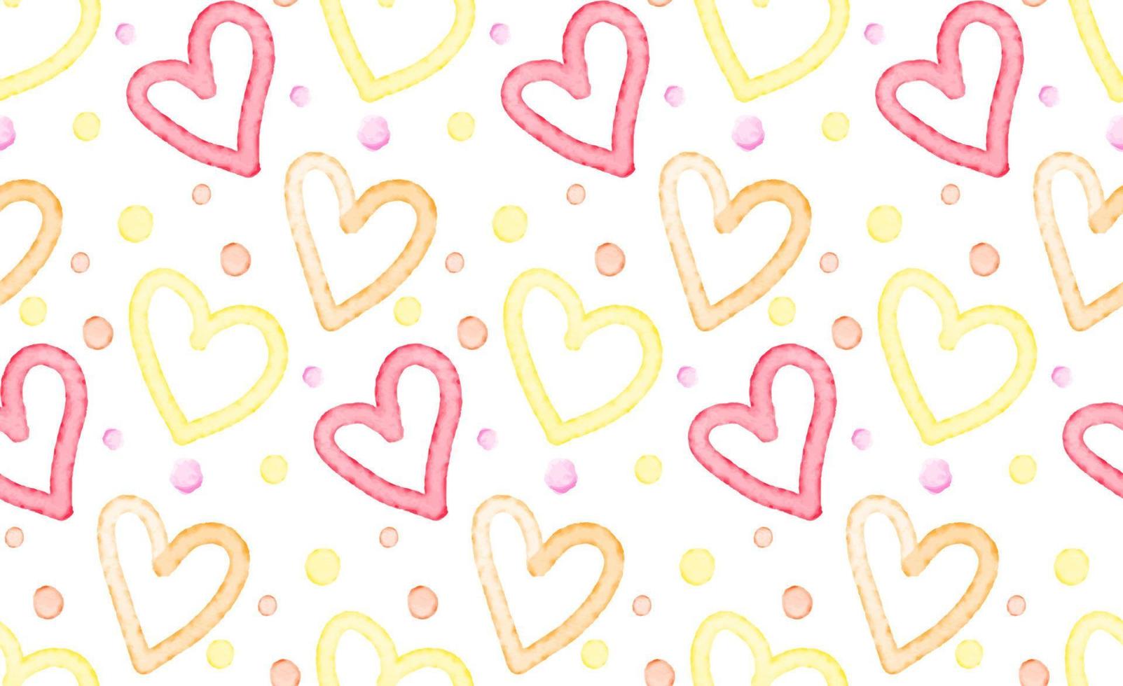 Seamless pattern of watercolor hearts. vector