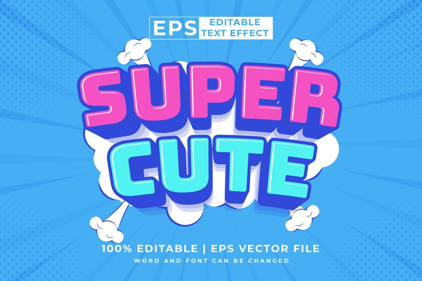 Editable text effect super sale 3d cartoon template style premium vector