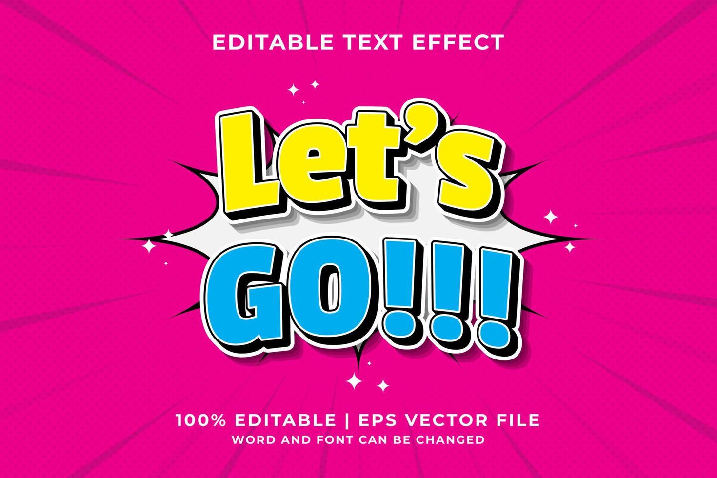 Editable text effect - Let's Go Cartoon template style premium vector