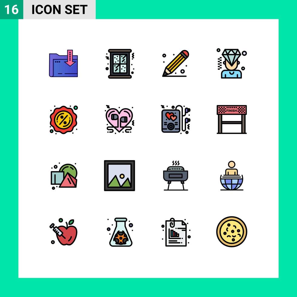 16 iconos creativos signos y símbolos modernos de educación de membresía de ventas negocios de diamantes elementos de diseño de vectores creativos editables