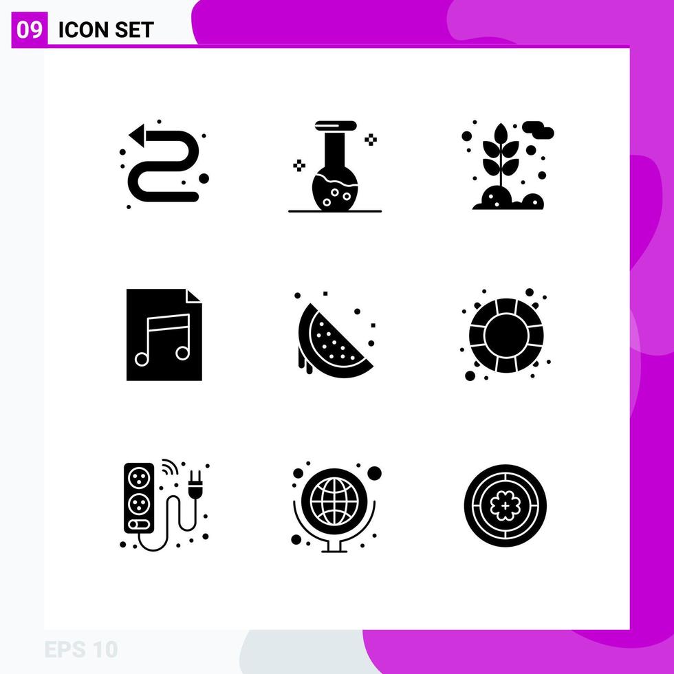9 Creative Icons Modern Signs and Symbols of summer dessert agriculture file audio Editable Vector Design Elements