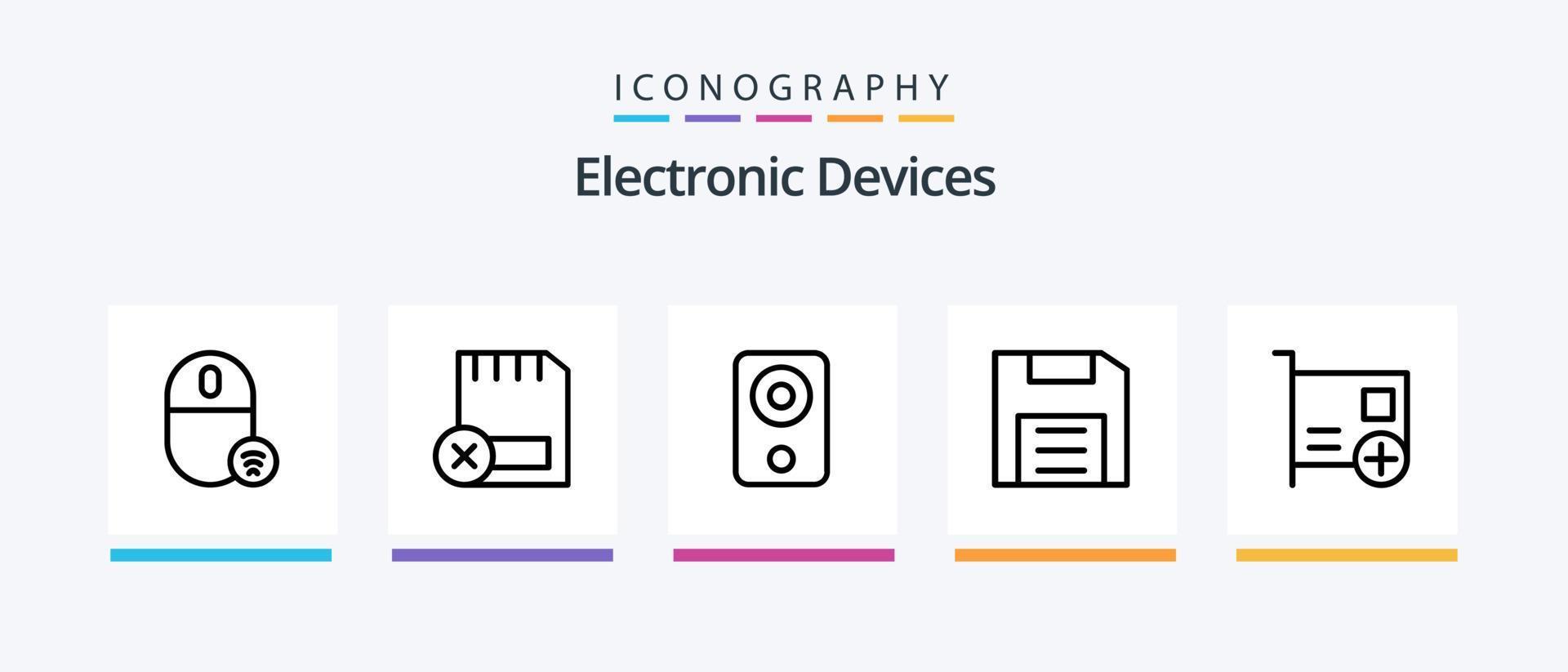 paquete de iconos de línea 5 de dispositivos que incluye gadget. ordenadores. hardware. hardware. dispositivos. diseño de iconos creativos vector