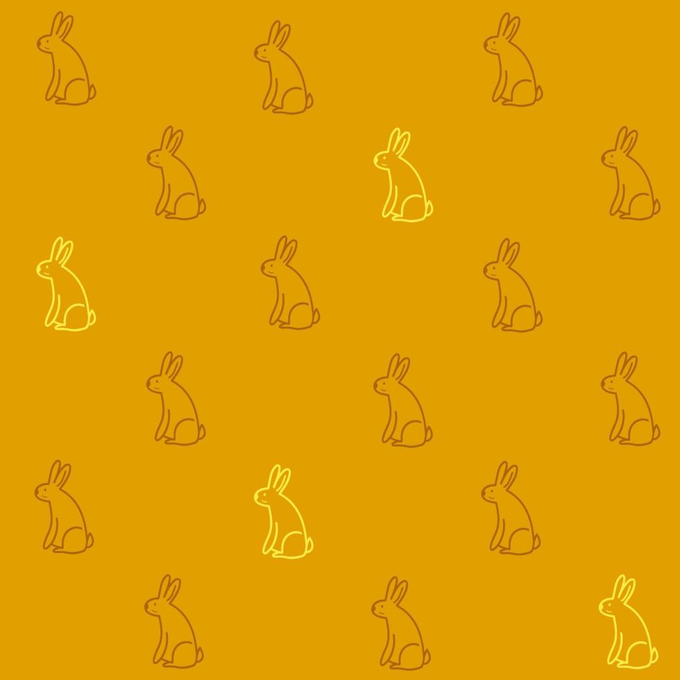 patrón impecable con lindo conejo dibujado a mano en estilo garabato, ilustración de pascua con conejito, decoración festiva, estampado para envolver papel, papel tapiz, diseño textil y de tela, sujetalibros en estilo infantil simple vector