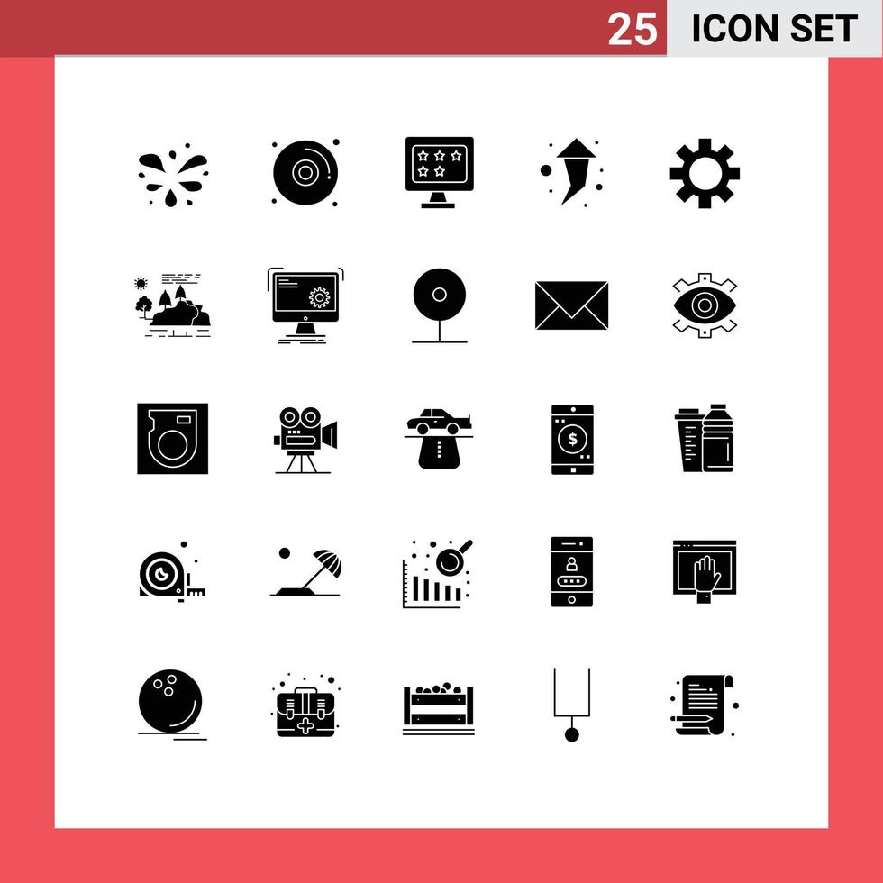 Group of 25 Solid Glyphs Signs and Symbols for hill logistic rate gear up Editable Vector Design Elements
