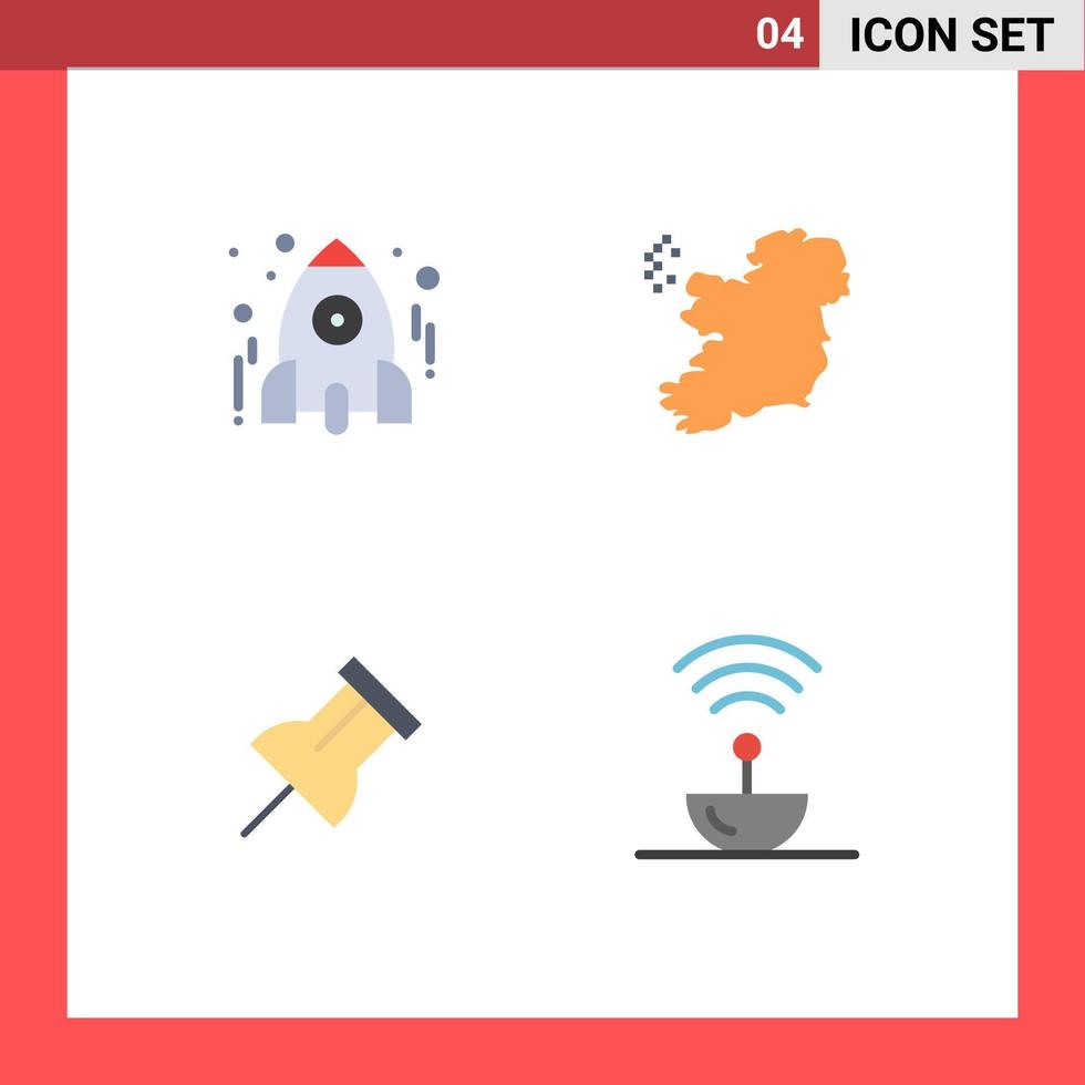 Editable Vector Line Pack of 4 Simple Flat Icons of education pin school map antenna Editable Vector Design Elements