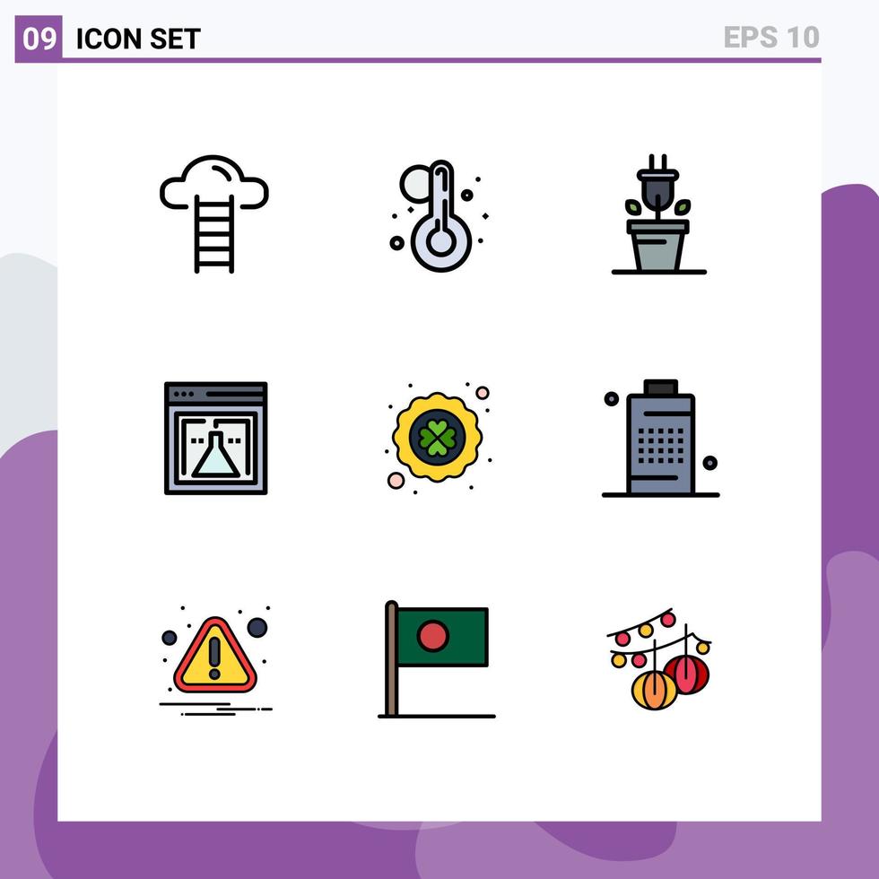 Set of 9 Modern UI Icons Symbols Signs for poker four leaf clover plant clover research Editable Vector Design Elements