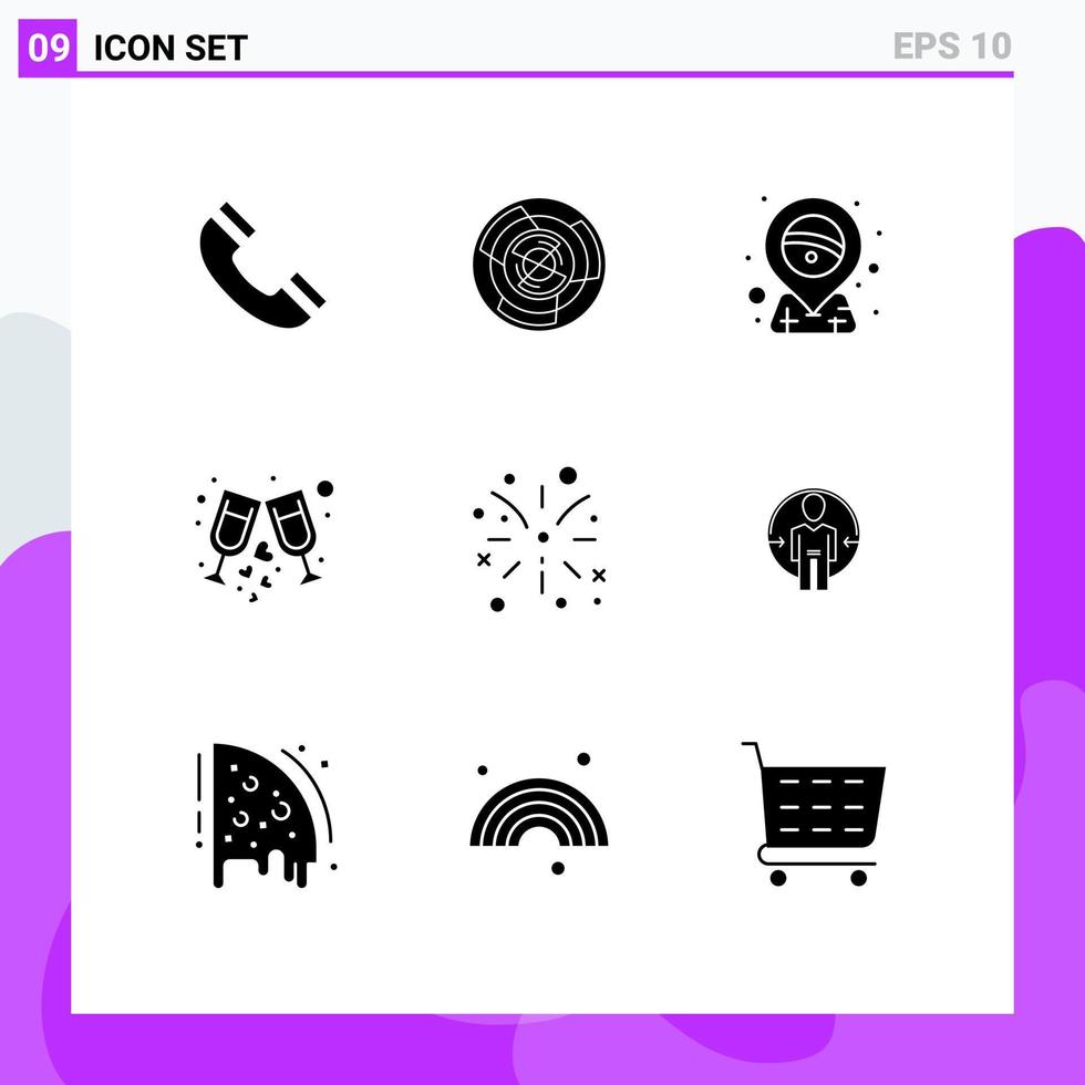 Modern Set of 9 Solid Glyphs and symbols such as wine drink labyrinth placeholder carnival Editable Vector Design Elements