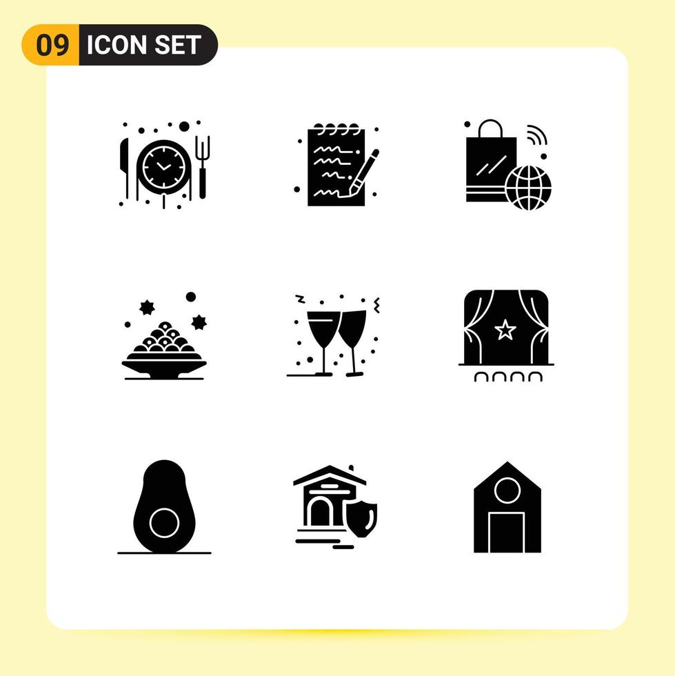 9 Solid Glyph concept for Websites Mobile and Apps christmas dish internet of things ramadan sweet Editable Vector Design Elements