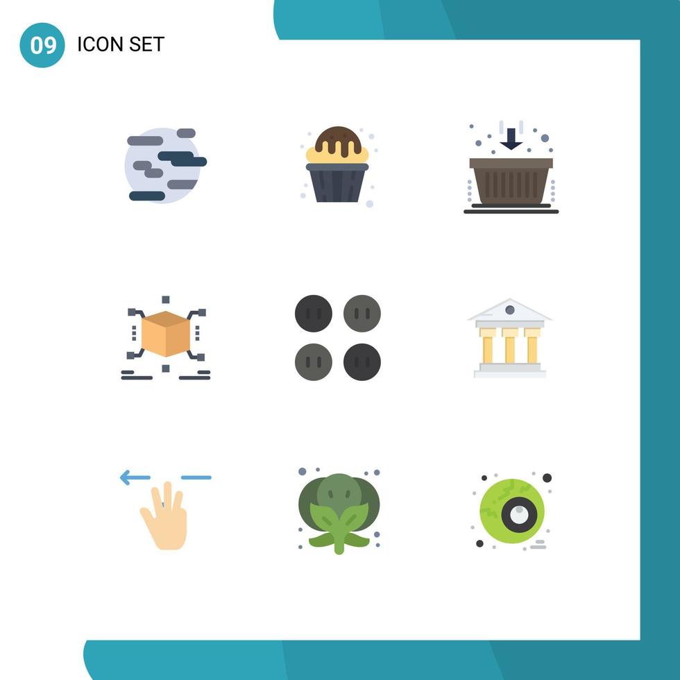 Set of 9 Modern UI Icons Symbols Signs for box jigsaw muffin cube finance Editable Vector Design Elements