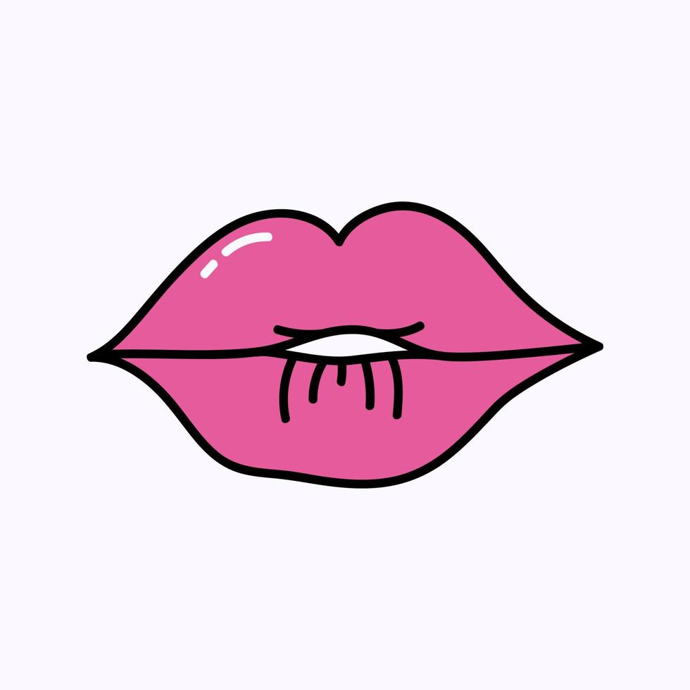 labios rosados dibujados a mano doodle ilustración del día de san valentín. amor y lindo icono romántico. elemento único vector