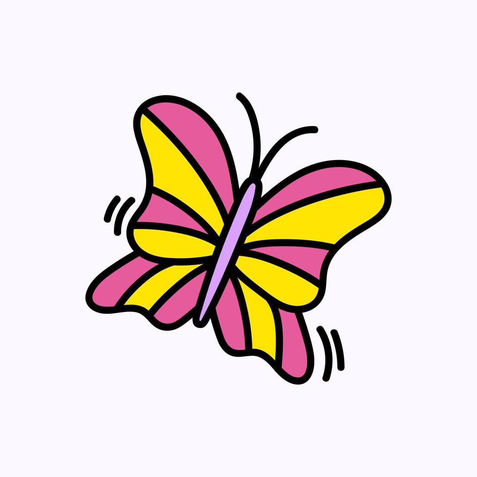 Butterfly Hand drawn doodle Valentine's Day illustration. Love and romantic cute icon.  Single element vector