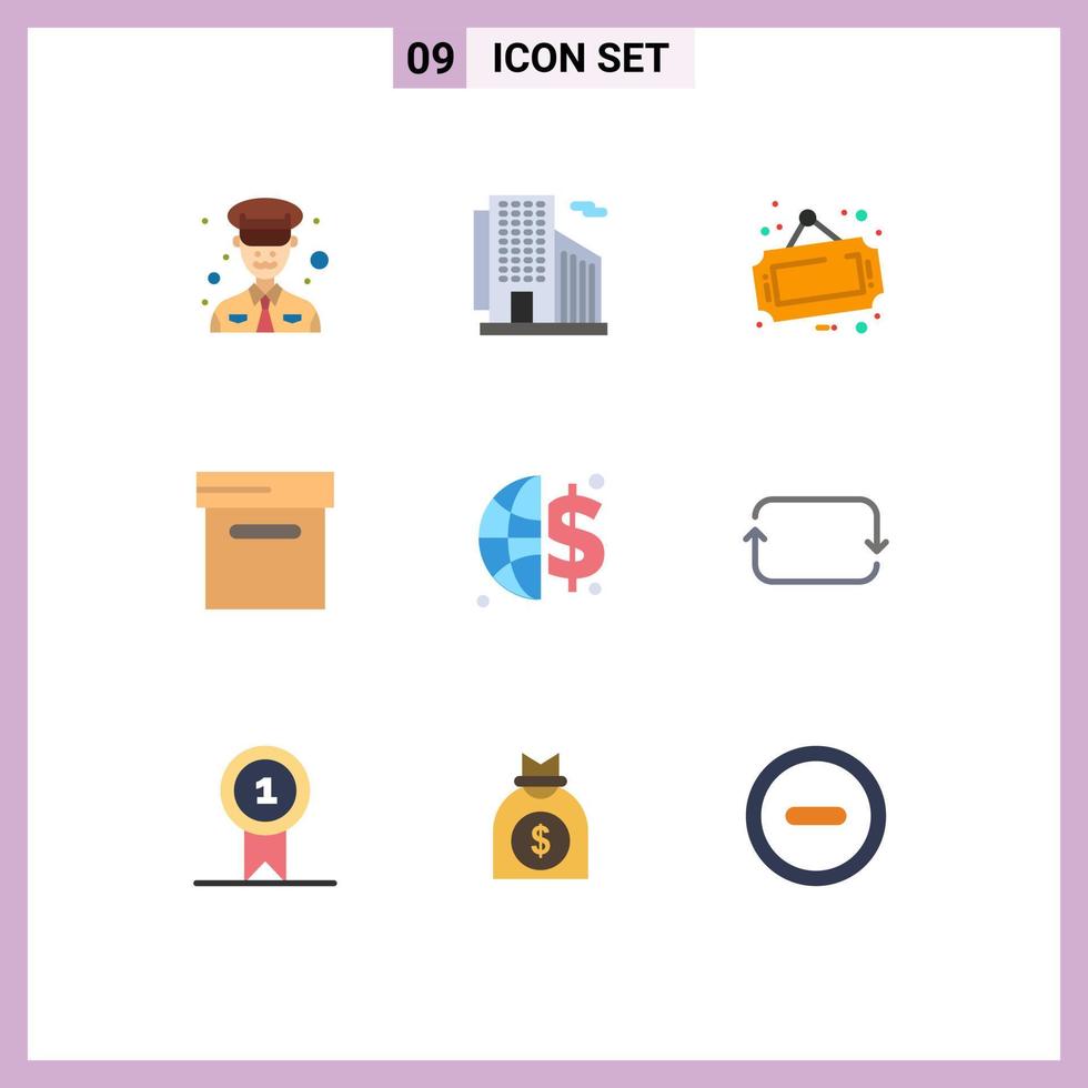9 Creative Icons Modern Signs and Symbols of front money board global invesment box Editable Vector Design Elements